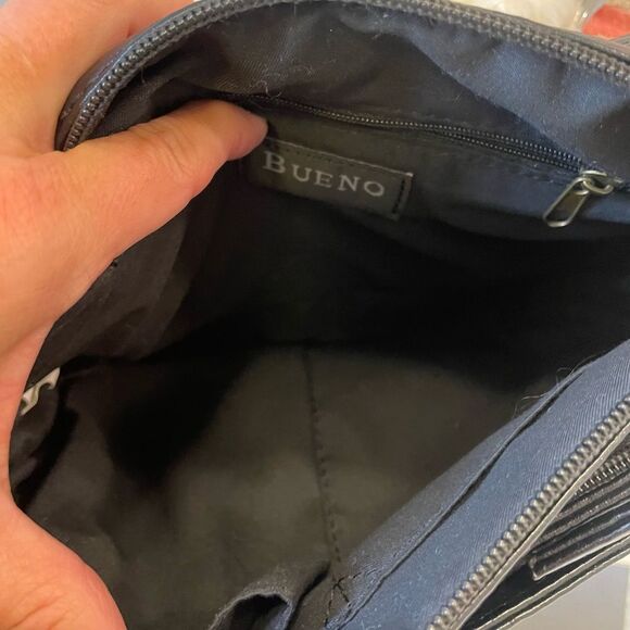 BUENO OF CALIFORNIA GRAINY WASHED ZIPPER HANDBAG purse crossbody black - Picture 7 of 9